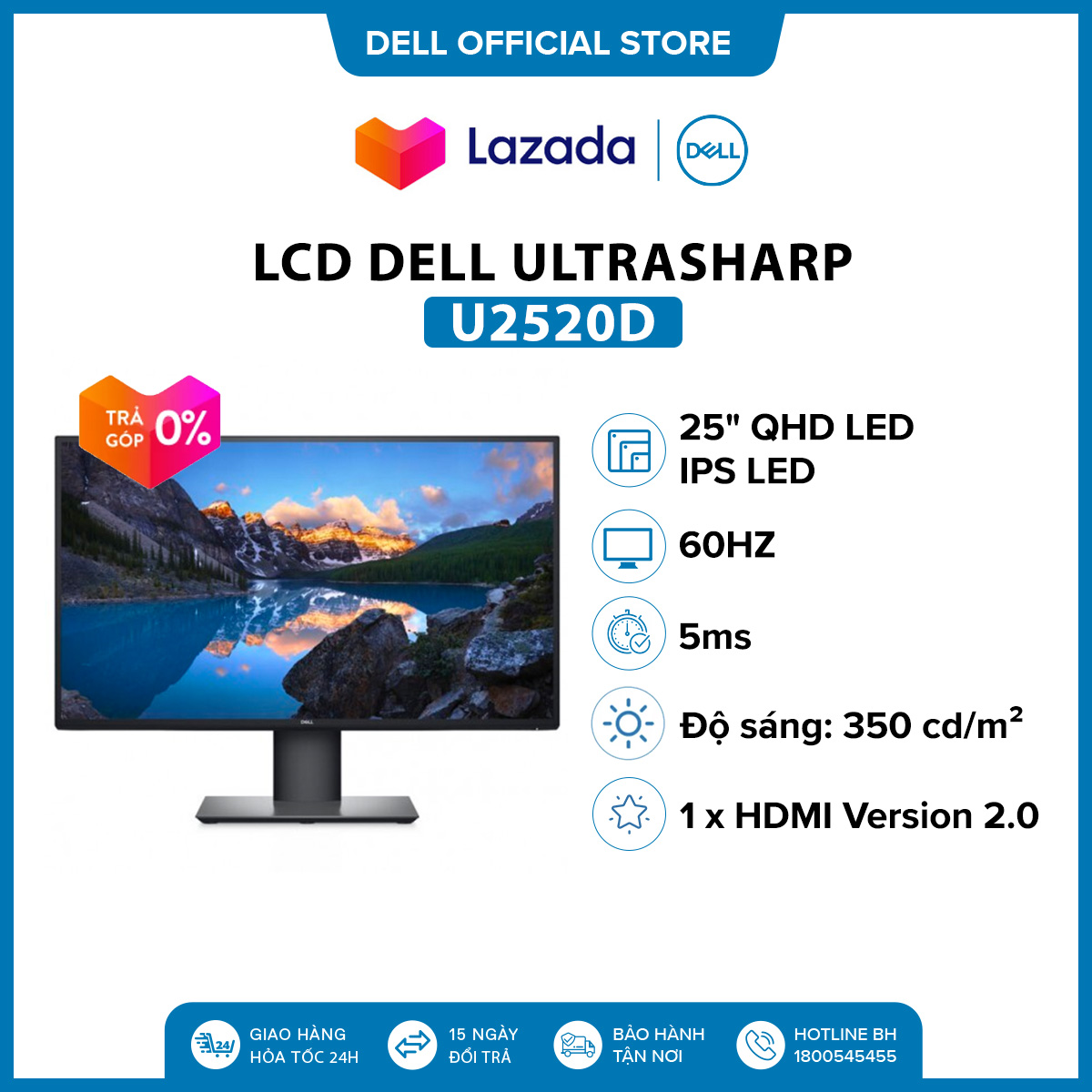 Màn hình Dell UltraSharp U2520D 25″ QHD LED 2560×1440, 60 Hz IPS Led