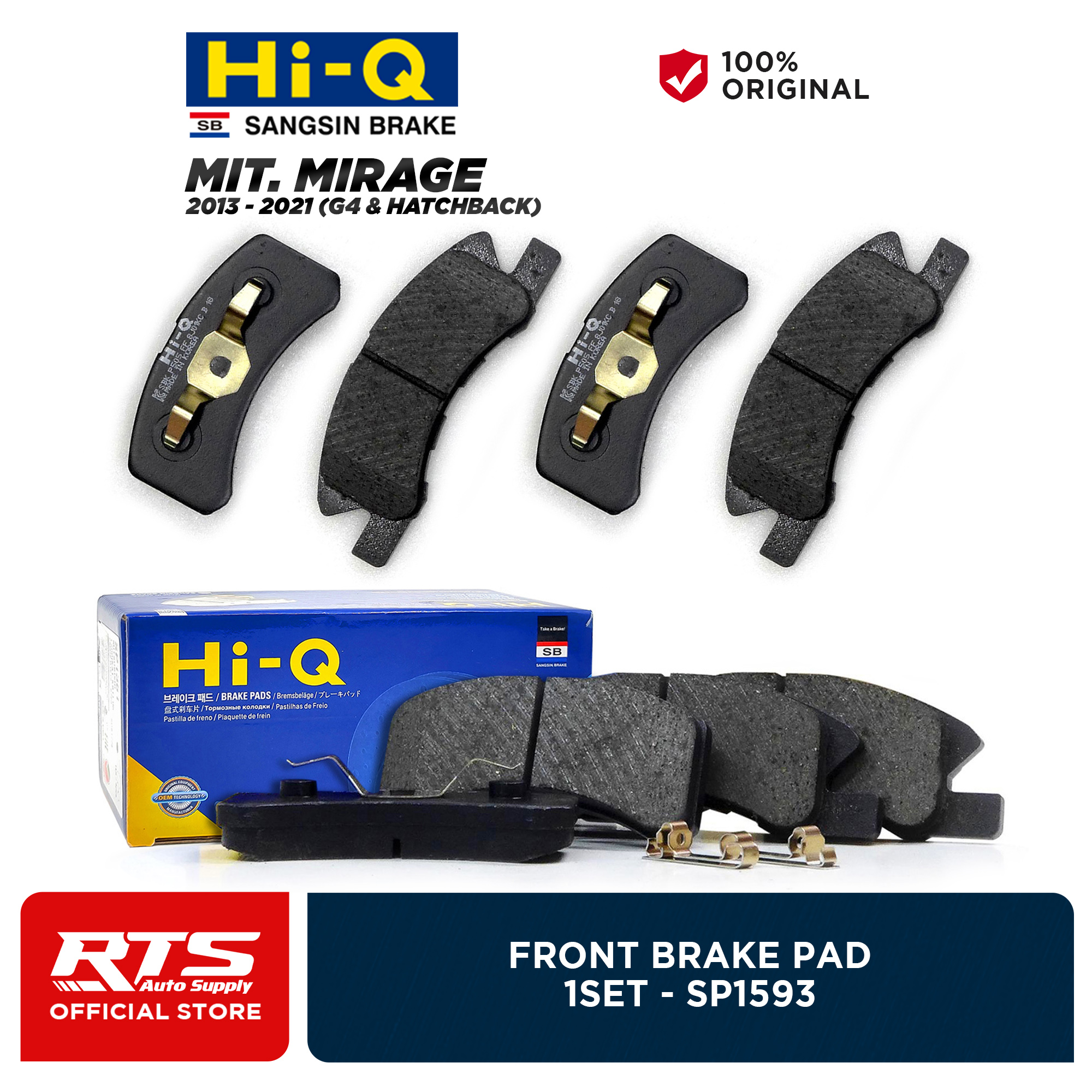 HiQ Front Brake Pads Set for Mitsubishi Mirage G4 Hatchback 2013