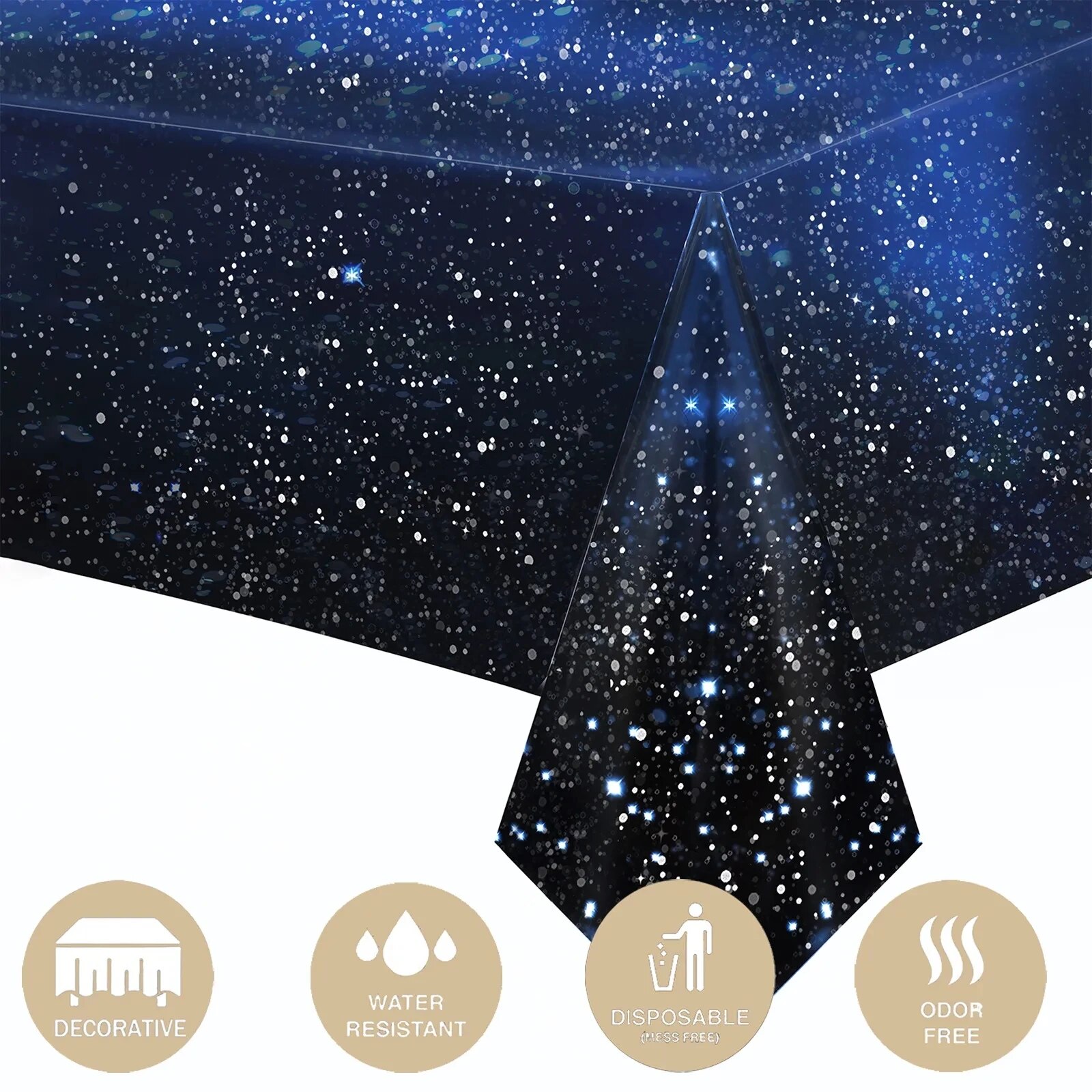 Space Tablecloth Starry Night Tablecloth Decorations Galaxy Table Cover Space Stars Theme Party Supplies For Birthday