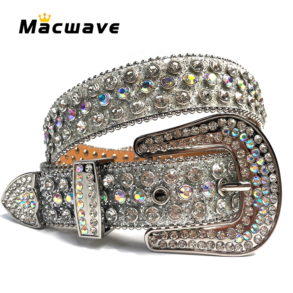 Womens Men Rhinestone Western Belts Cowgirl Designer Diamond Studded Belts  For Jeans