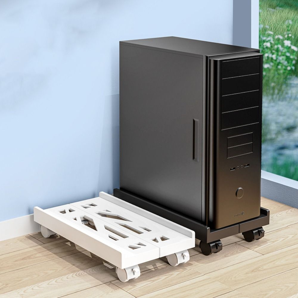 Space Saving Telescopic Computer Host Bracket Castor Wheels Ventilated ...