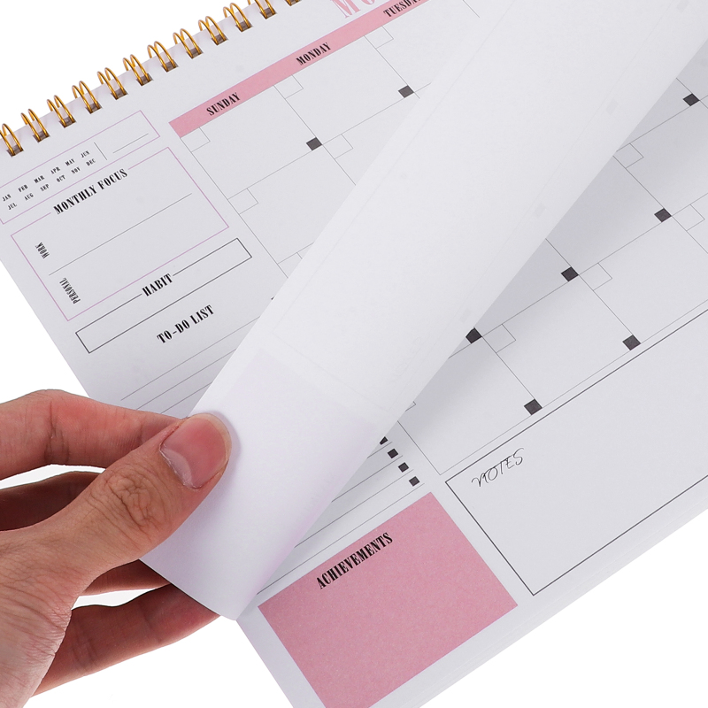 Jiogein Schedule Notebook Small Orange Agenda Pads Planning Notepad Do List Daily Planner Coil Multifunction Office