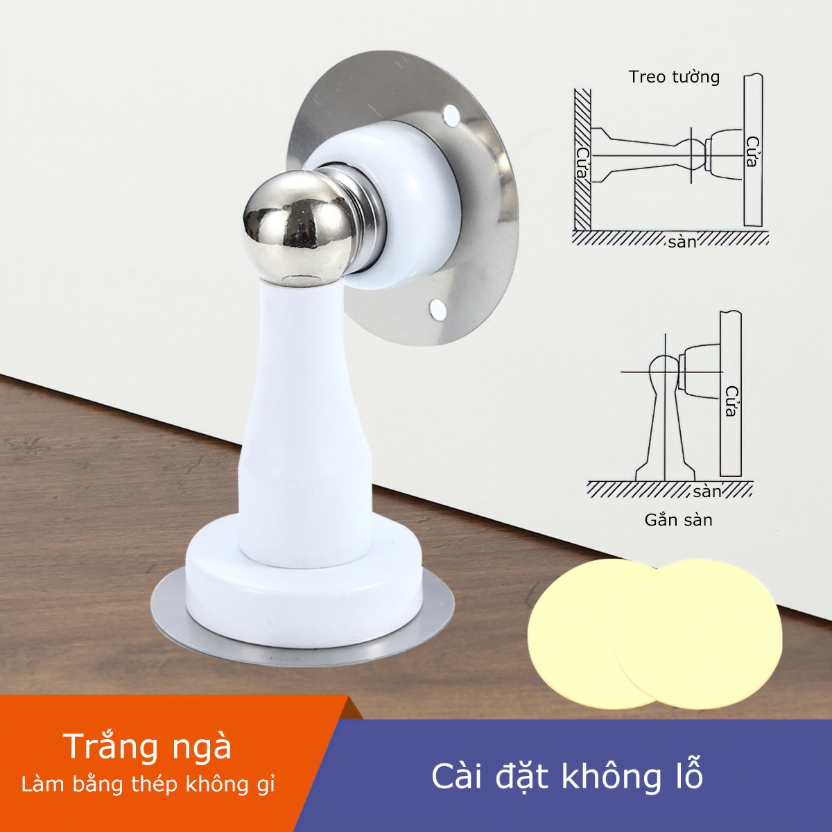 Chặn cửa chống va đập, chặn cửa siêu hít, Nam châm hít cửa mạnh - chuyên cho cửa nặng, to, giữ cửa chắc chắn