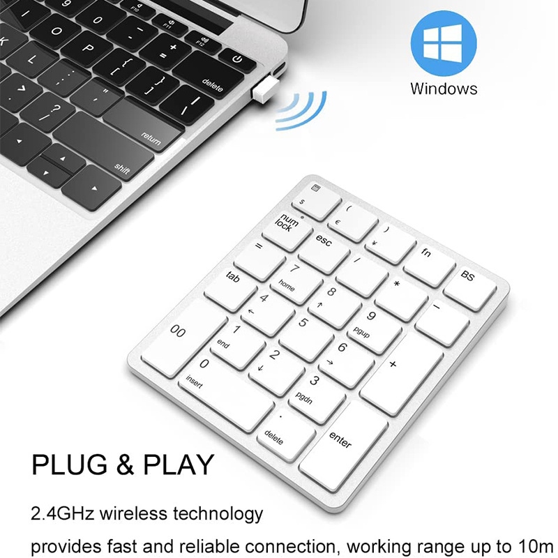 Số nhỏ Pad Bàn phím số không dây 26 phím kế Toán Tài Chính có thể sạc lại số Pad cho máy tính xách tay Máy tính để bàn