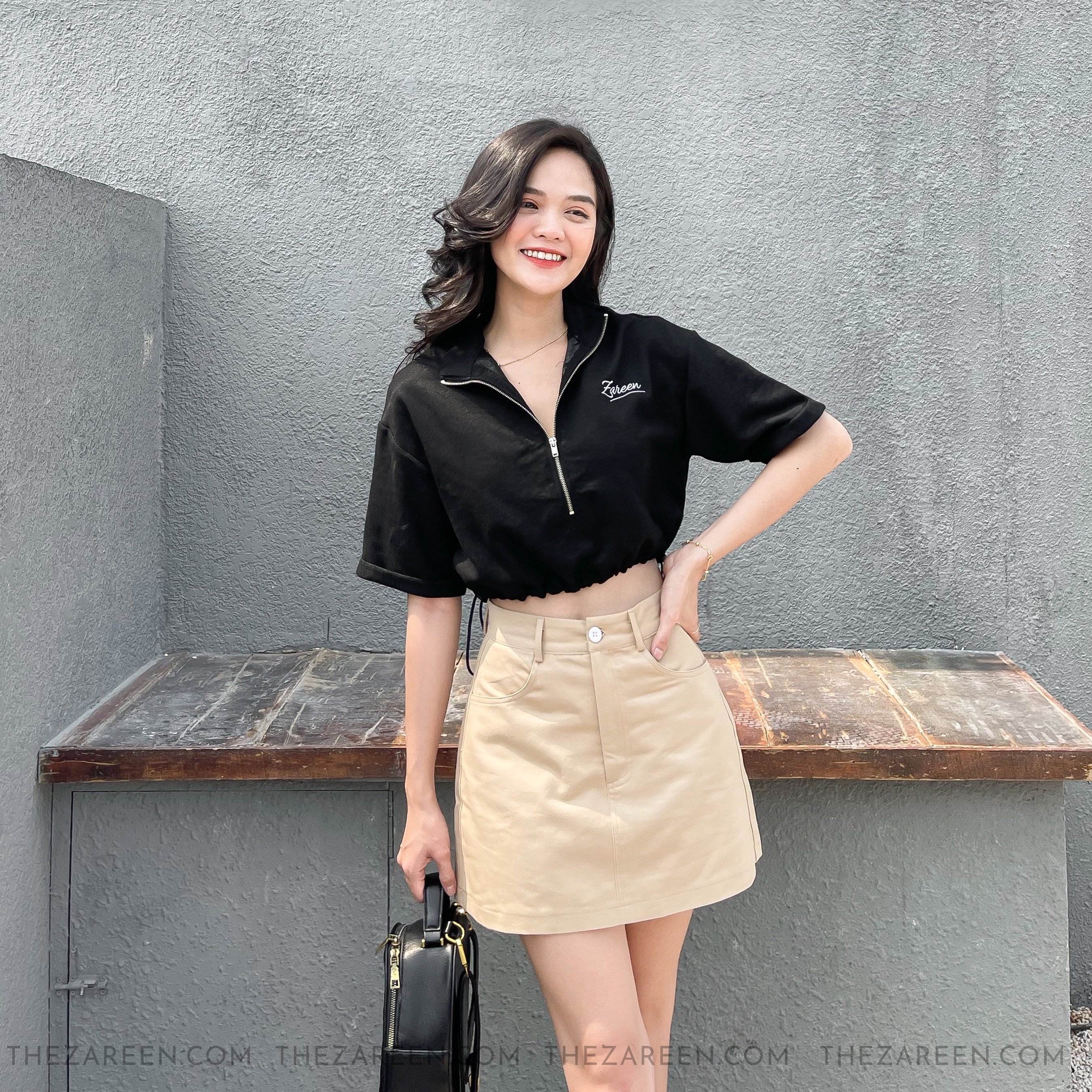 CHÂN VÁY CHỮ A BASIC ZAREEN VAA29 NÂU