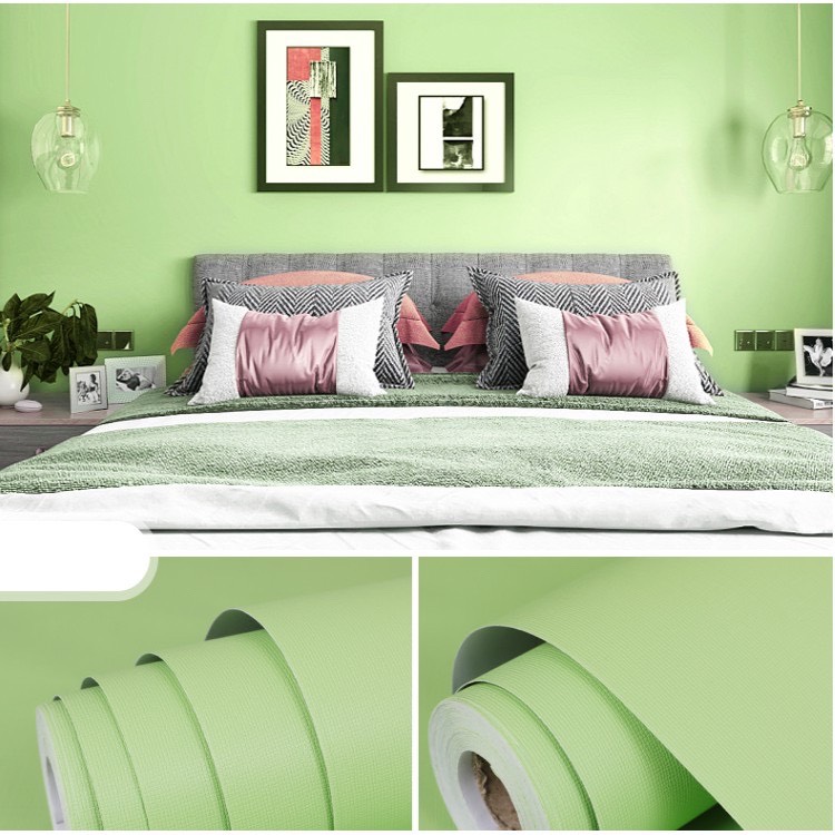 5 Mét Decal Giấy Dán Tường Khổ 45cm Có Sẵn Keo - màu xanh lá BV70