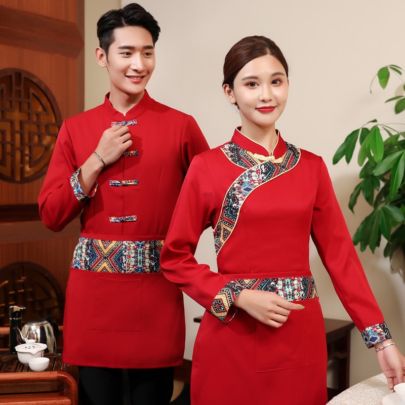 Wholesale Supply Chinese Restaurant Waiter Work Clothes Long Sleeve Hot Pot Restaurant Autumn And Winter Clothing Restaurant Din
