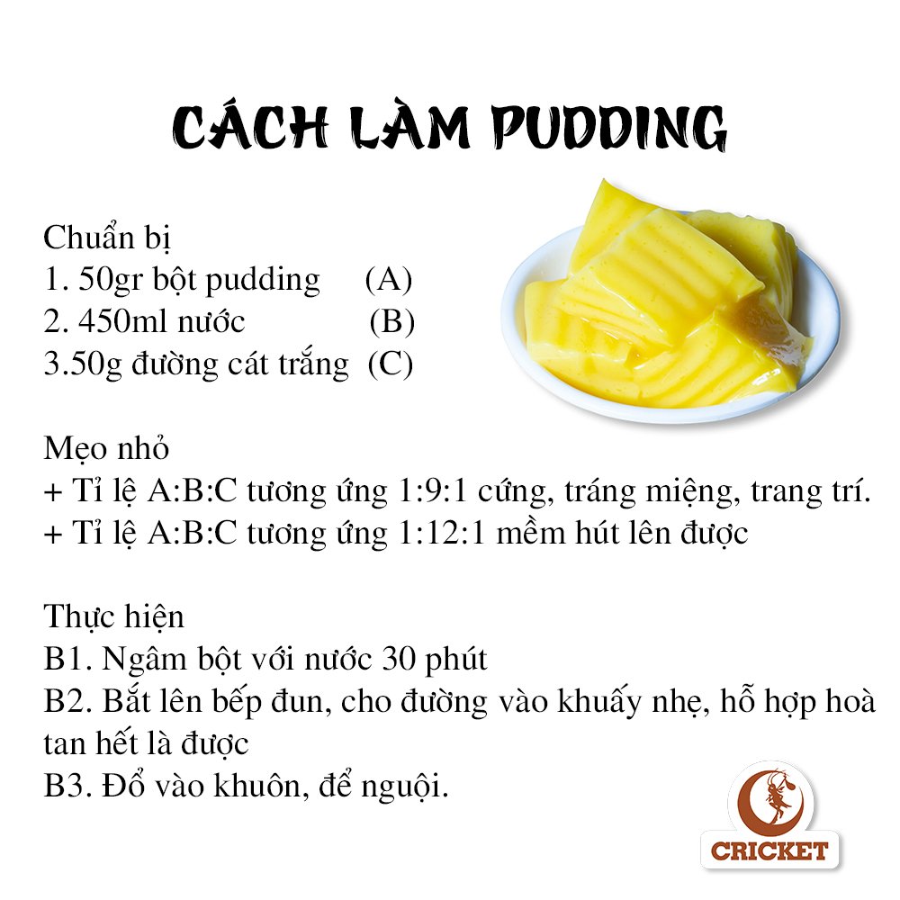 Bột Pudding Benus Cream - Thạch Pudding Mềm Mịn Đủ Vị ( Trứng, Matcha, Khoai Môn, Socola, Dâu, Dưa Lưới )  - Túi 1kg