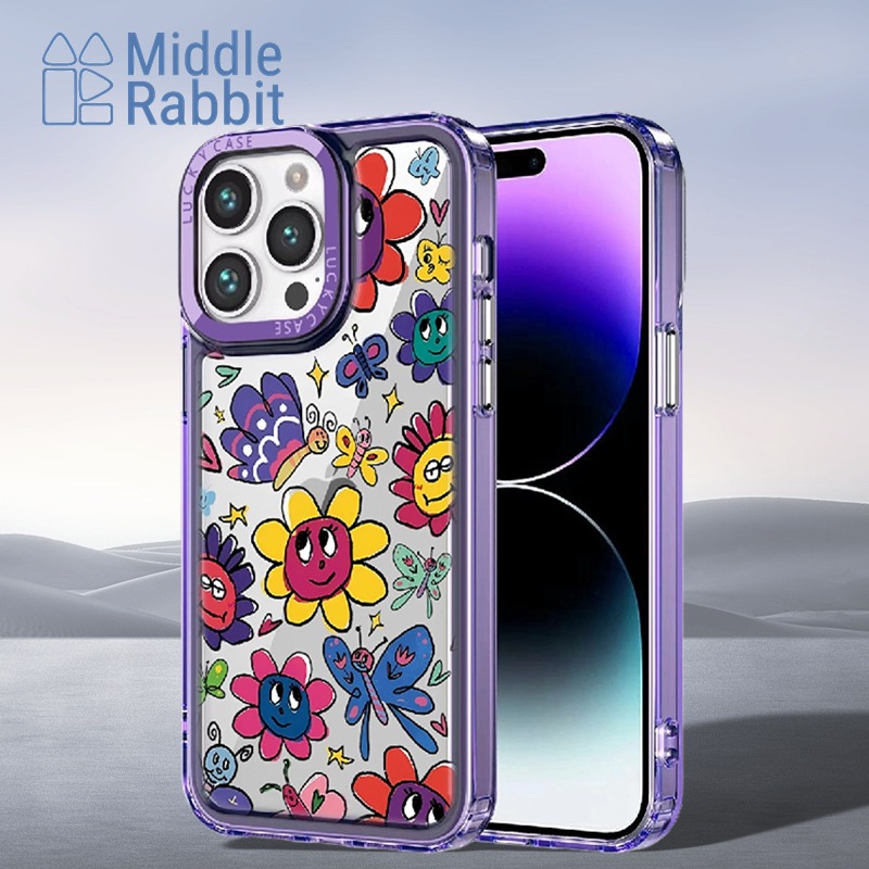 Middle Rabbit For Infinix 8 Smart 7 40i Hot 40 Pro Phone Case[Hello Kitty]Transparent Blade Back Shockproof Corners Slim Cover. 