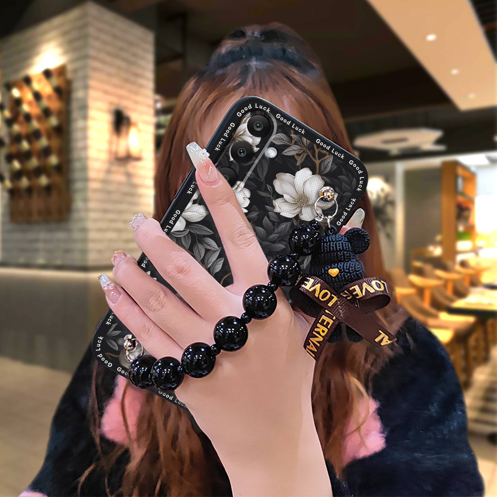 Cartoon%20protective%20case%20Phone%20Case%20For%20Samsung%20Galaxy%20A17%20Back%20Cover%20silicone%20Waterproof%20Black%20pearl%20pendant%20cute%20-%20Image%205