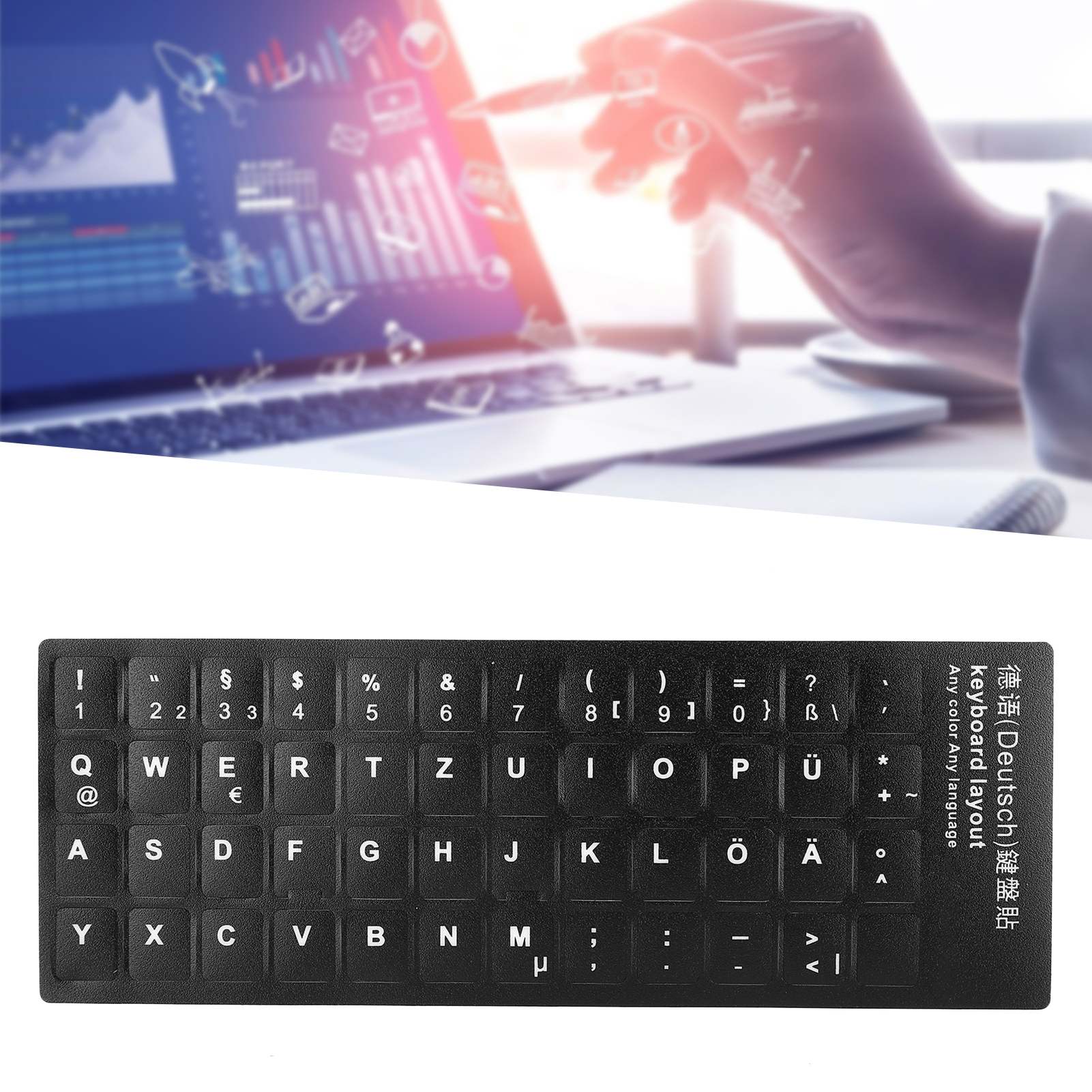 German Keyboard Sticker Replacement Keyboard Sticker Designed for the German Language for 10-inch To 17-inch Laptop Keyboards for Desktop PC Keyboards