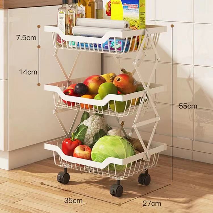 2C 5 Tier Foldable Wire-Metal Kitchen Rack Storage Organizer Rak Dapur ...