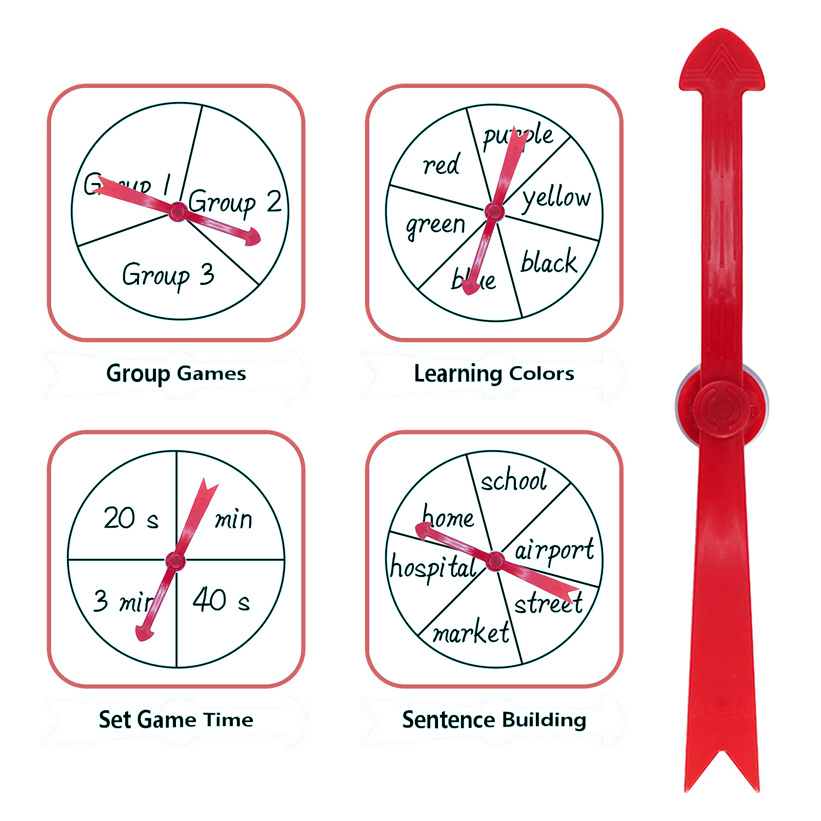 Goodbro Math Teaching Arrow Spinner Large Arrow Spinner with Suction Cup Fun Math Game for Classroom Activities and Teacher Aid in Asia