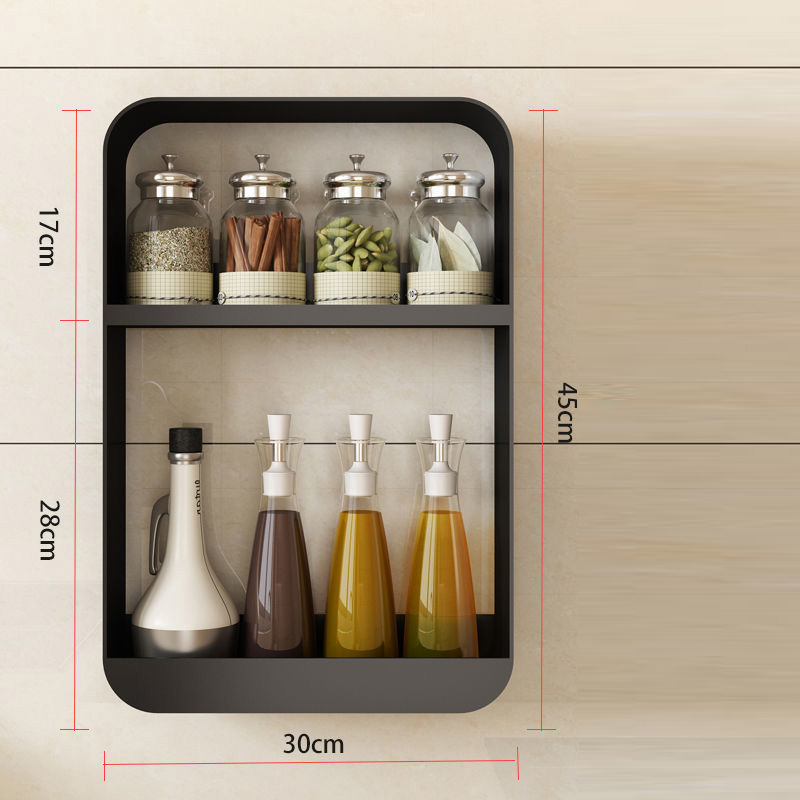 Kitchen shelves, spice racks, wall-mounted, non-perforated, wall-mounted multi-layer household storage shelves, condiment storage hangers
