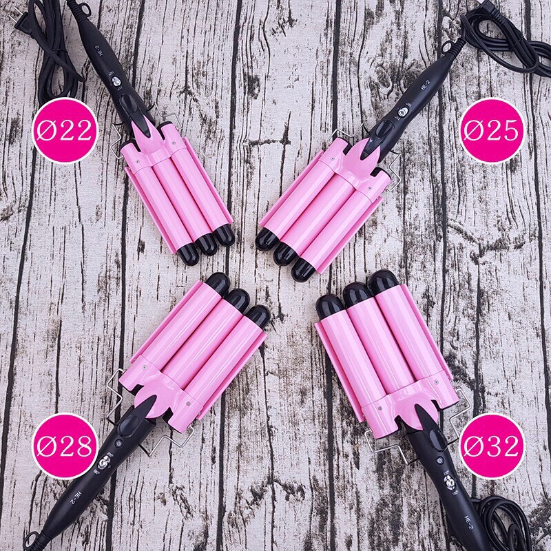 Máy Uốn Tóc Sóng 3 Trục Junma Màu Hồng Siêu Hot
