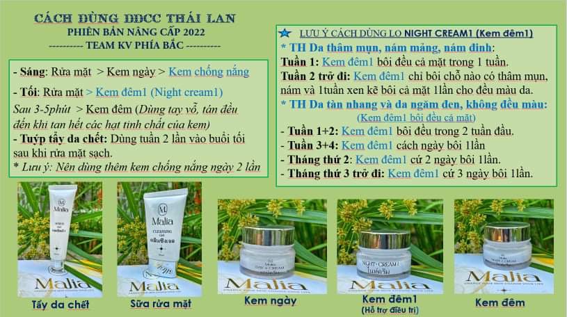 Combo Bộ Dưỡng da cao cấp Thái Lan Malia (Mini size) - Mẫu mới 2022