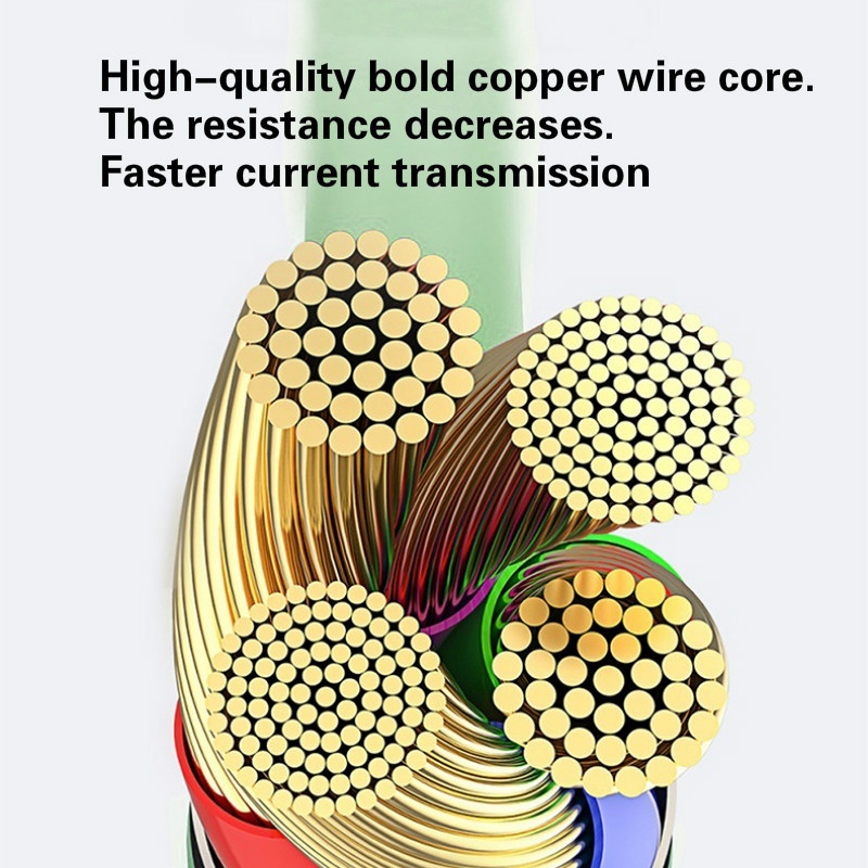 3 In 1 Universal Fast Charging USB Cable Liquid Soft Silicone Fast Charge Line USB Cable USB-C Data Transmission Line for Android Compatible with Apple Type-C