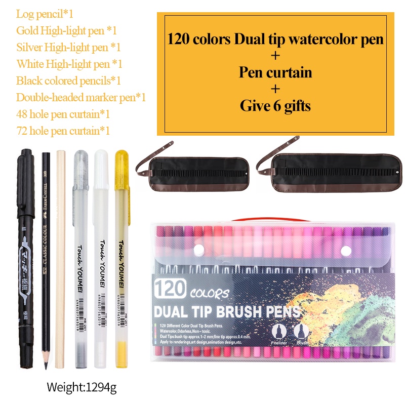 48/60/72/80/100/120 Colors Professional Double Head Watercolor Brush Pen  Art Markers Drawing Sketch Manga Soft Brush Marker Pen