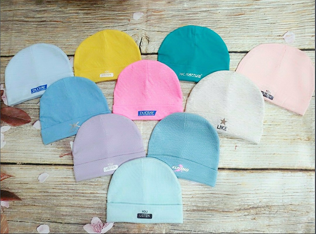 Combo of 2 Hats for Newborn Babies Made of Stretchy, Cool Cotton