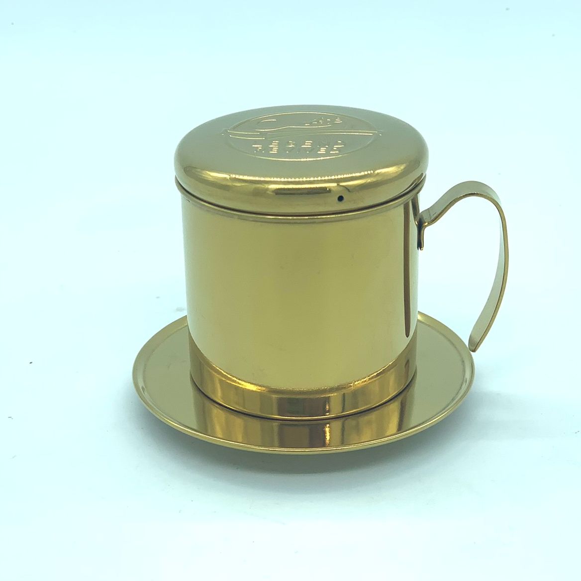 Phin pha cà phê Inox - Vàng Logo Con Chồn ( Phin cao cấp nắp vặn)