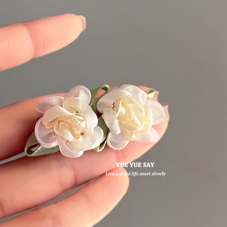 Retro Style Satin Fabric Hairpins with Floral Pattern