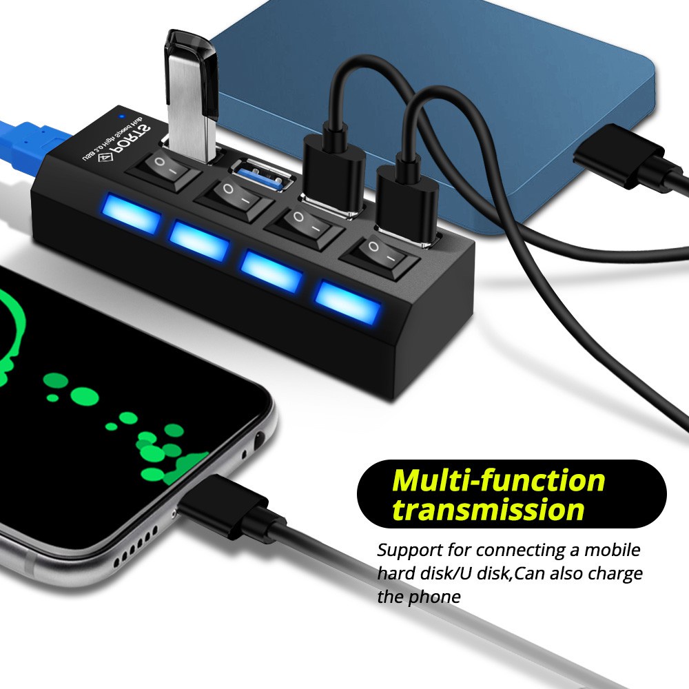7-Port HUBs High Speed USB 3.0 Multi HUB Splitter Expansion Computer Charging Devices Data Transfer