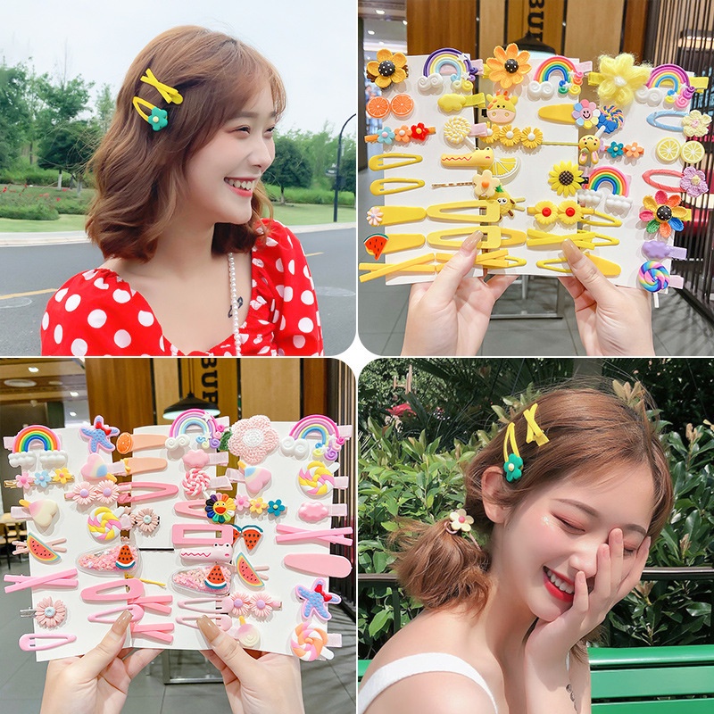 (14 Bộ) Kẹp Tóc Hình Trái Cây Dễ Thương Thời Trang Cho Bé Gái