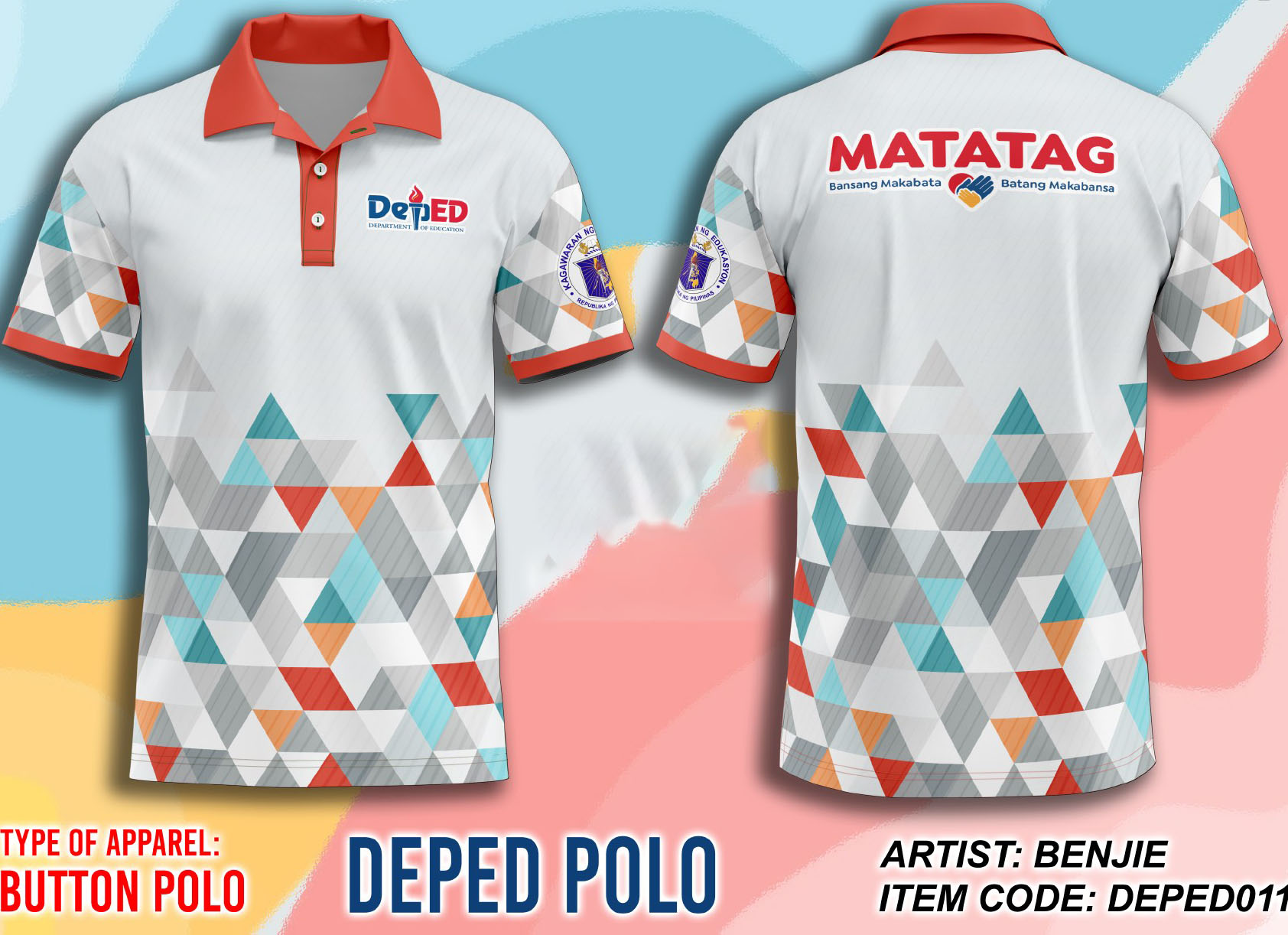 Deped Matatag Polo Shirt For Men Uniform Full Sublimation Polo-shirt 