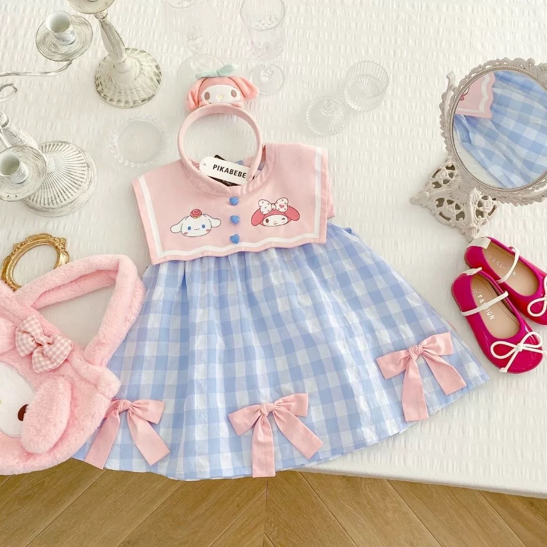 1-5-9 Years Old Baby Girls Sleeveless Vest A-line Skirt Cartoon Naval Leadership Princess Dress Cute