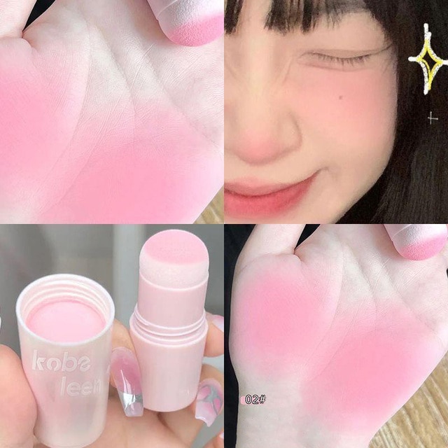 Double-ended Blush Lipstick Stick Multi-purpose Lasting Brightening Lips Cheek Balm Sponge Facial Blusher Girls Korean Cosmetics