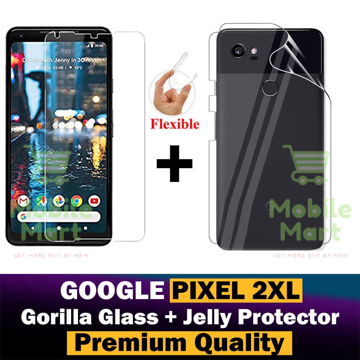 Google Pixel 2XL Unbreakable Gorilla Flexible Nano Glass Premium High Quality Screen Protector + Back Protector Transparent Hydrogel Soft Film jell Protection For Google Pixel 2XL. 