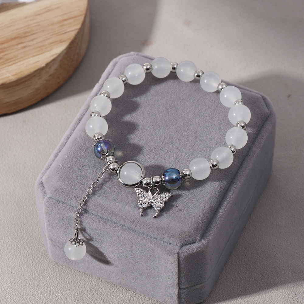 Cat Eye Opal Moonlight Crystal Bracelets Elastic Butterfly Bracelet Versatile Fashion Jewelry