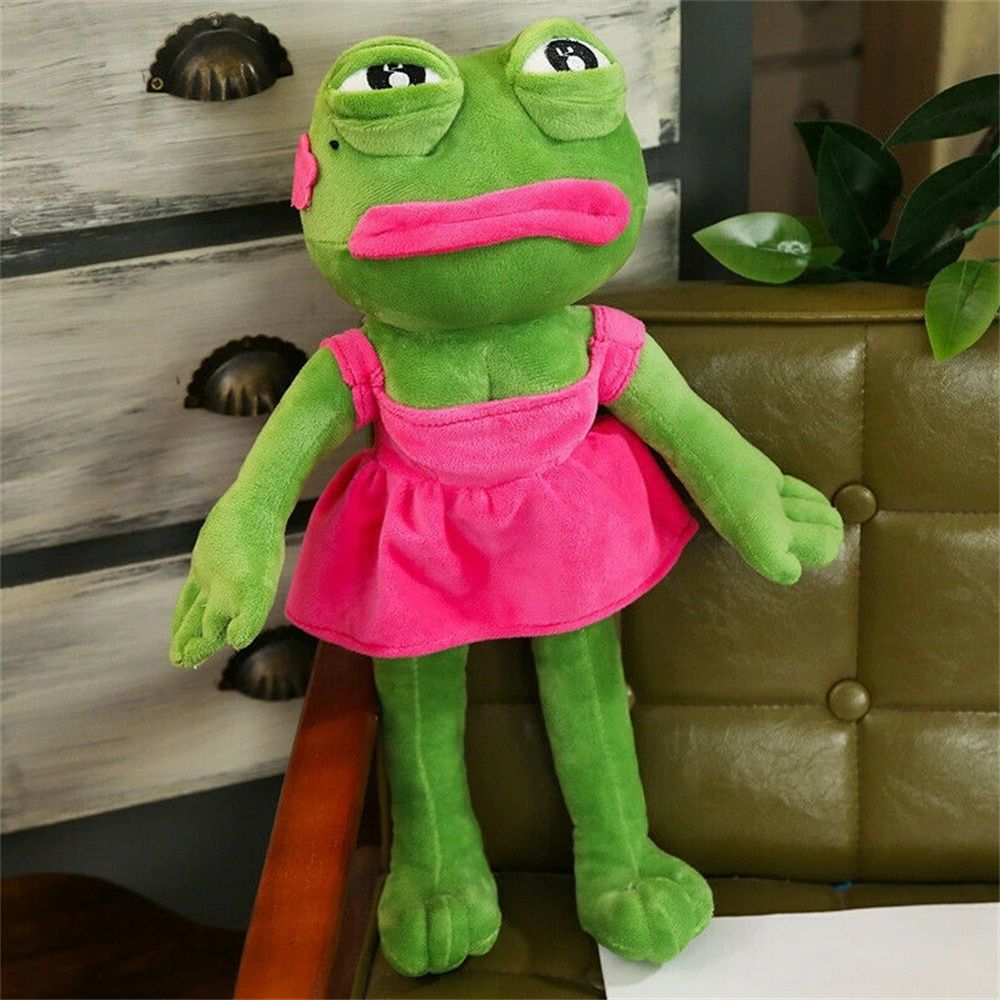 Dyjjd green for kids pepe frog dolls 45cm soft sad face animal plush doll sad frog plush frog plush toy stuffed pillow