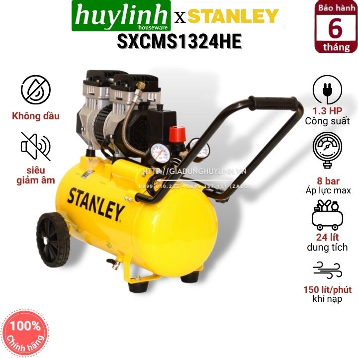 Máy nén khí không dầu giảm âm stanley sxcms1324he - 24 lít