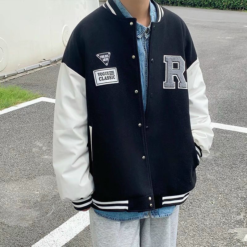 Áo Khoác Bomber Nam Nữ Da Lộn Thêu Chữ R Cực Chất,Sản Phẩm Bán Shop Lớn,Chất Da Lộn Mịn Cao Cấp