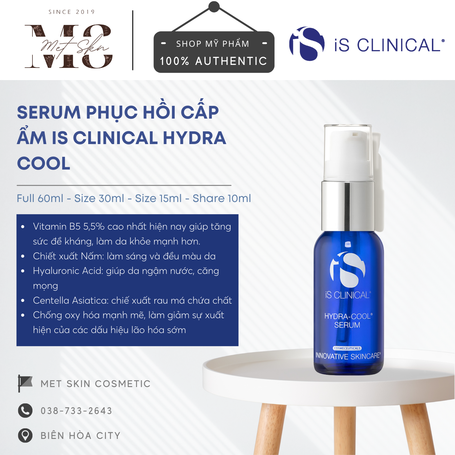 [ Authentic ] Serum dưỡng ẩm, phục hồi da Hydra-Cool Is Clinical