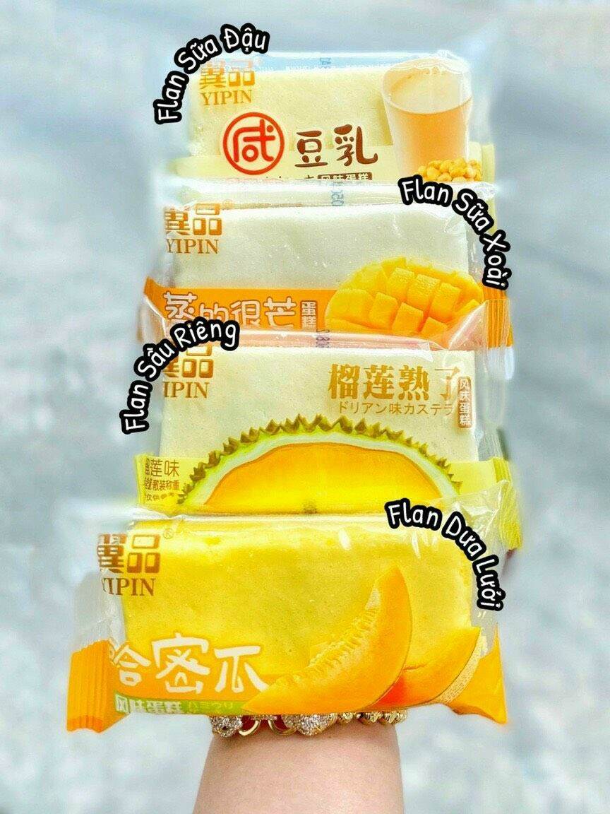 Bánh Bông Lan Hấp Đậu Nành Yipin Nhân Kem 4 vị 8 chiếc - BeeGin Food- B56