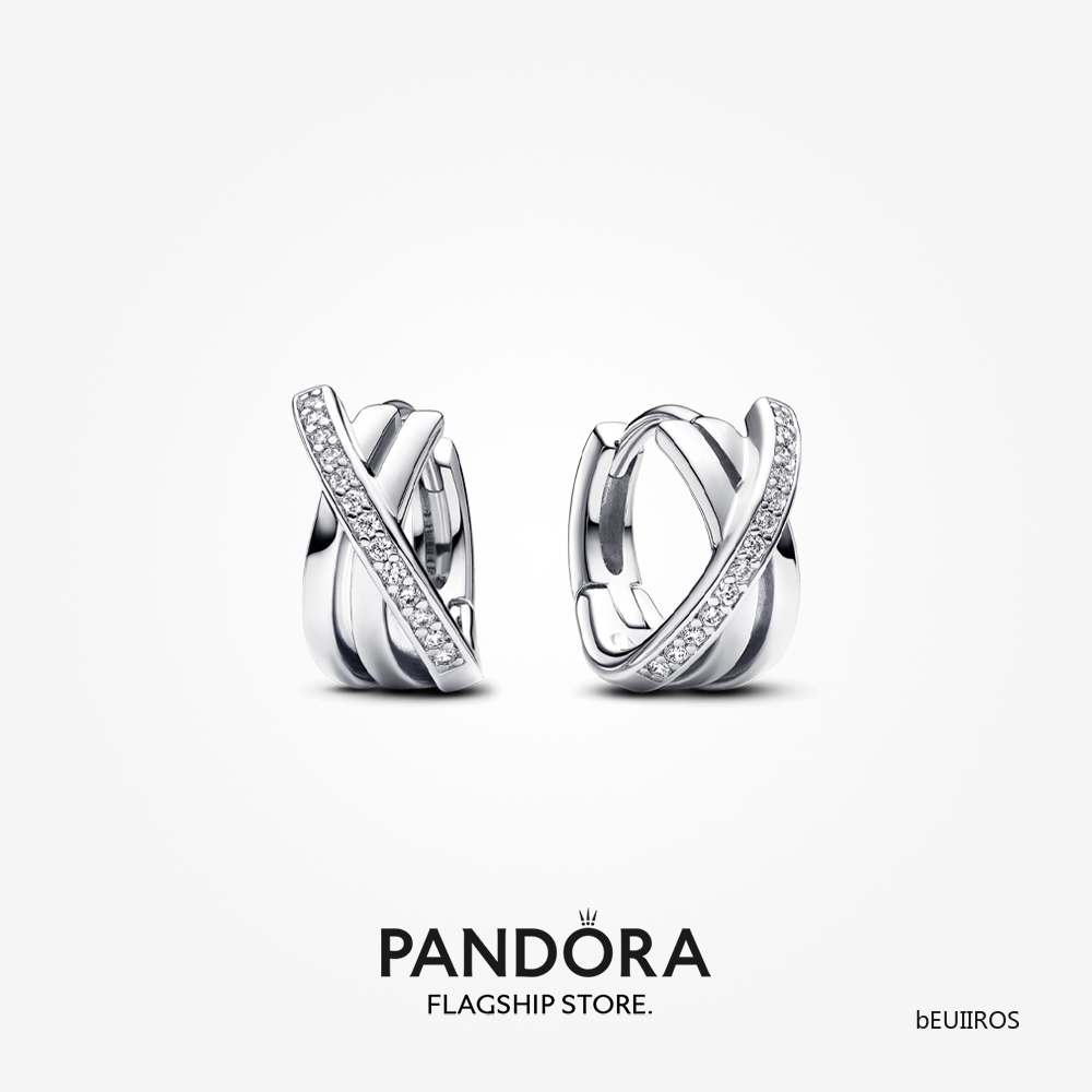 2024 Pandora Crossover Pavé Hoop Earrings