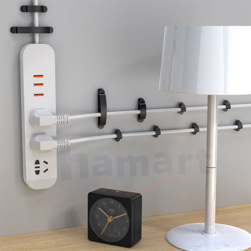 Vỉ 10 Móc Treo Dây Điện Có Chốt Hamart Kẹp Dây Điện Dán Tường Siêu Dính Sắp Xếp Không Gian Tiện Lợi