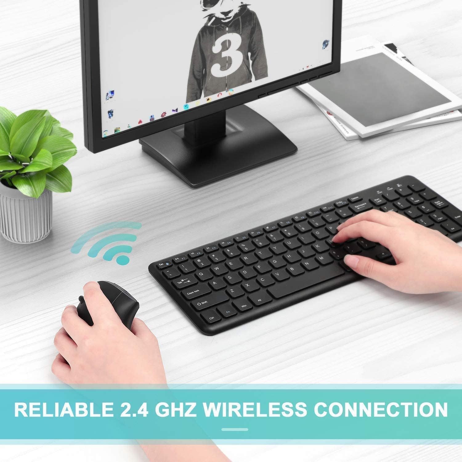 Jomaa Ergonomic Mouse Left Hand 2.4G Left-Handed Wireless Vertical Mouse for Windows Laptop Computer Mouse for Left-handers