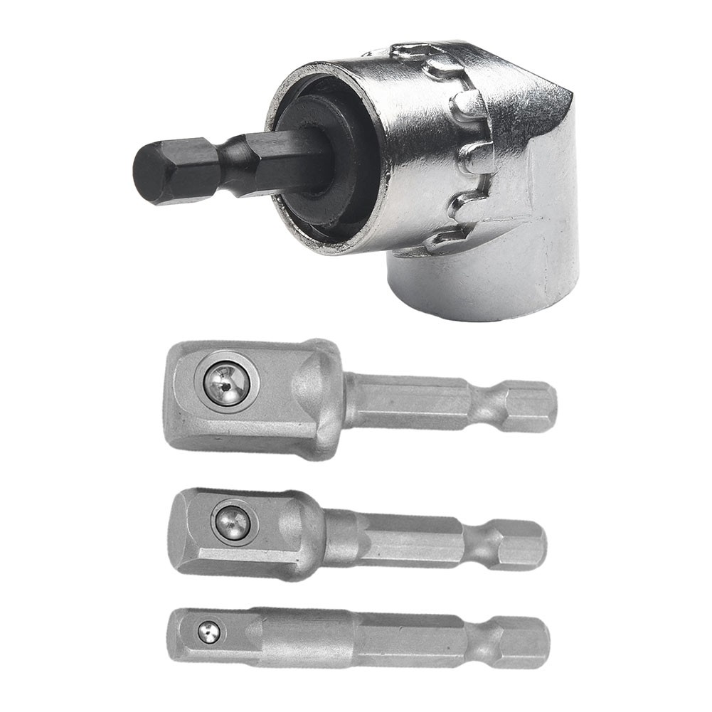 4pcs Socket Adapter With 105 Degree Corner Hex Shank Drill Bits Extension Rod