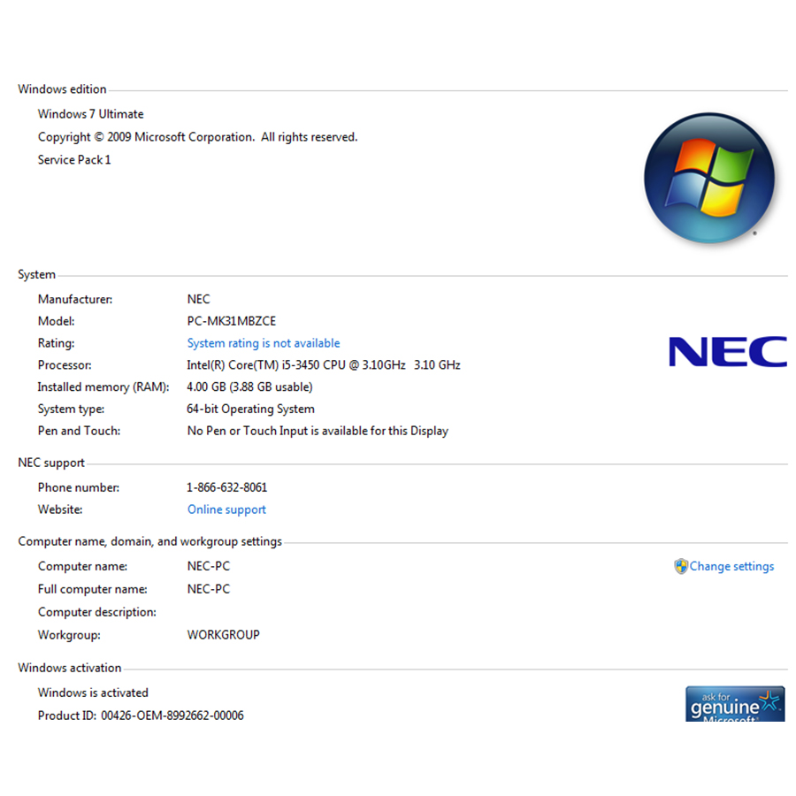คอมพิวเตอร์ NEC Core i5 RAM DDR3 4GB คอมประกอบ คอมพิวเตอร์ตั้งโต๊ะ