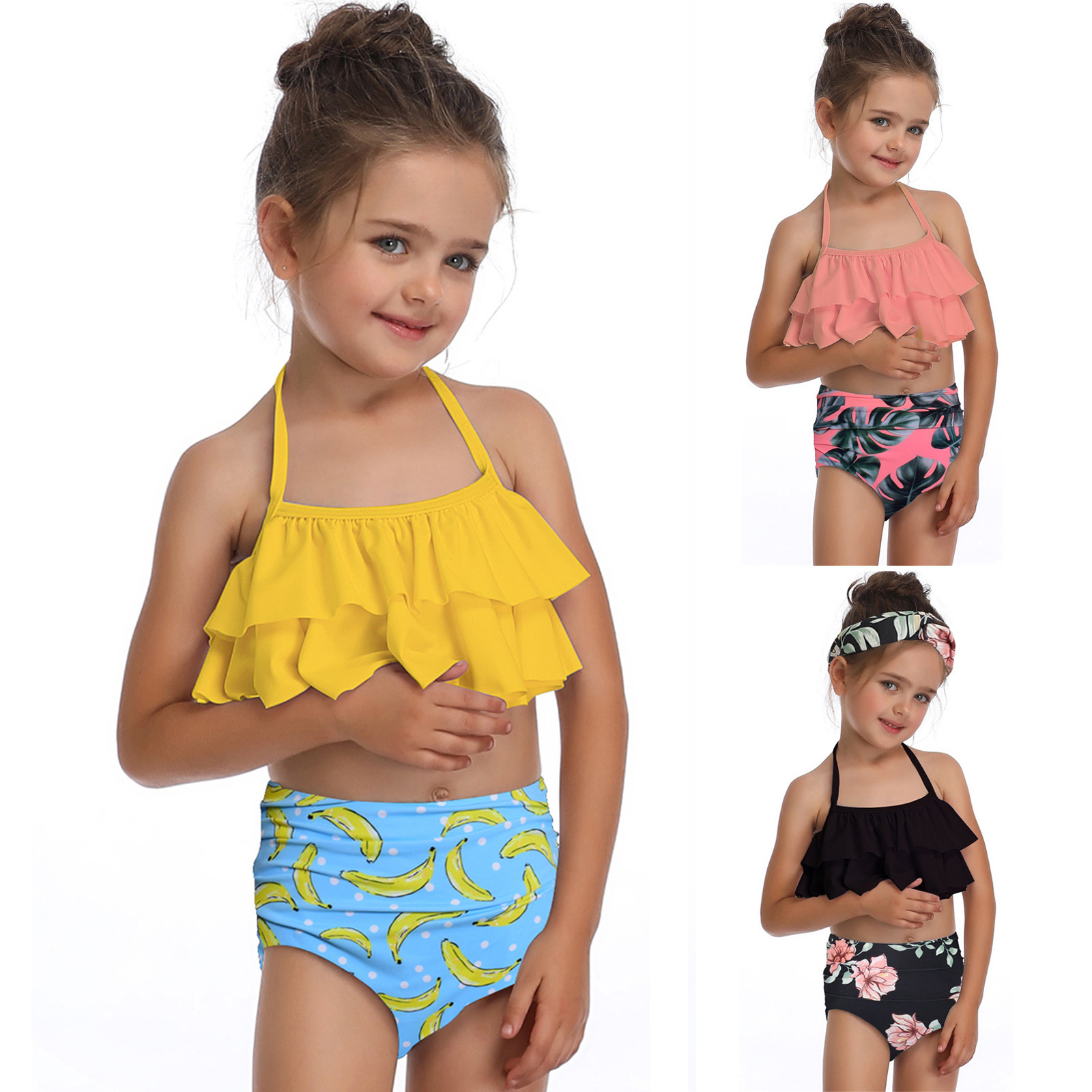 Girl Long Little Suit Wear Beach Print Baby Set Two Pieces Swimwear