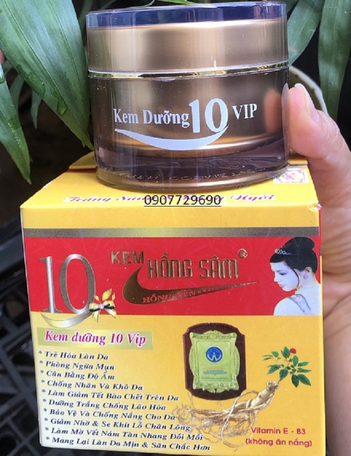 Kem dưỡng trắng da hồng sâm vip 10 tác dụng 30g