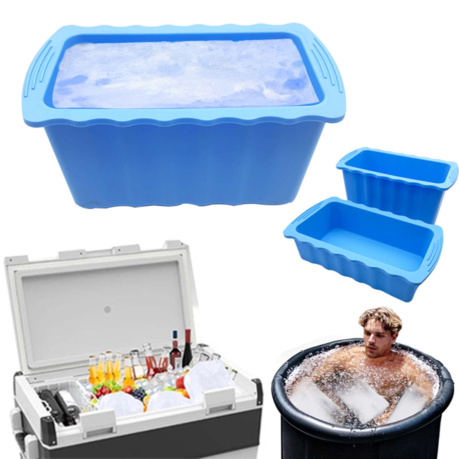 Reusable Ice Cube Molds Large Ice Cube Mold Premium Silicone Ice Block Mold Dishwasher Safe Non-sticky Reusable Ice Cube Tray for Cold Plunge Coolers Ideal for Ice Bath Chiller Food Grade Extra