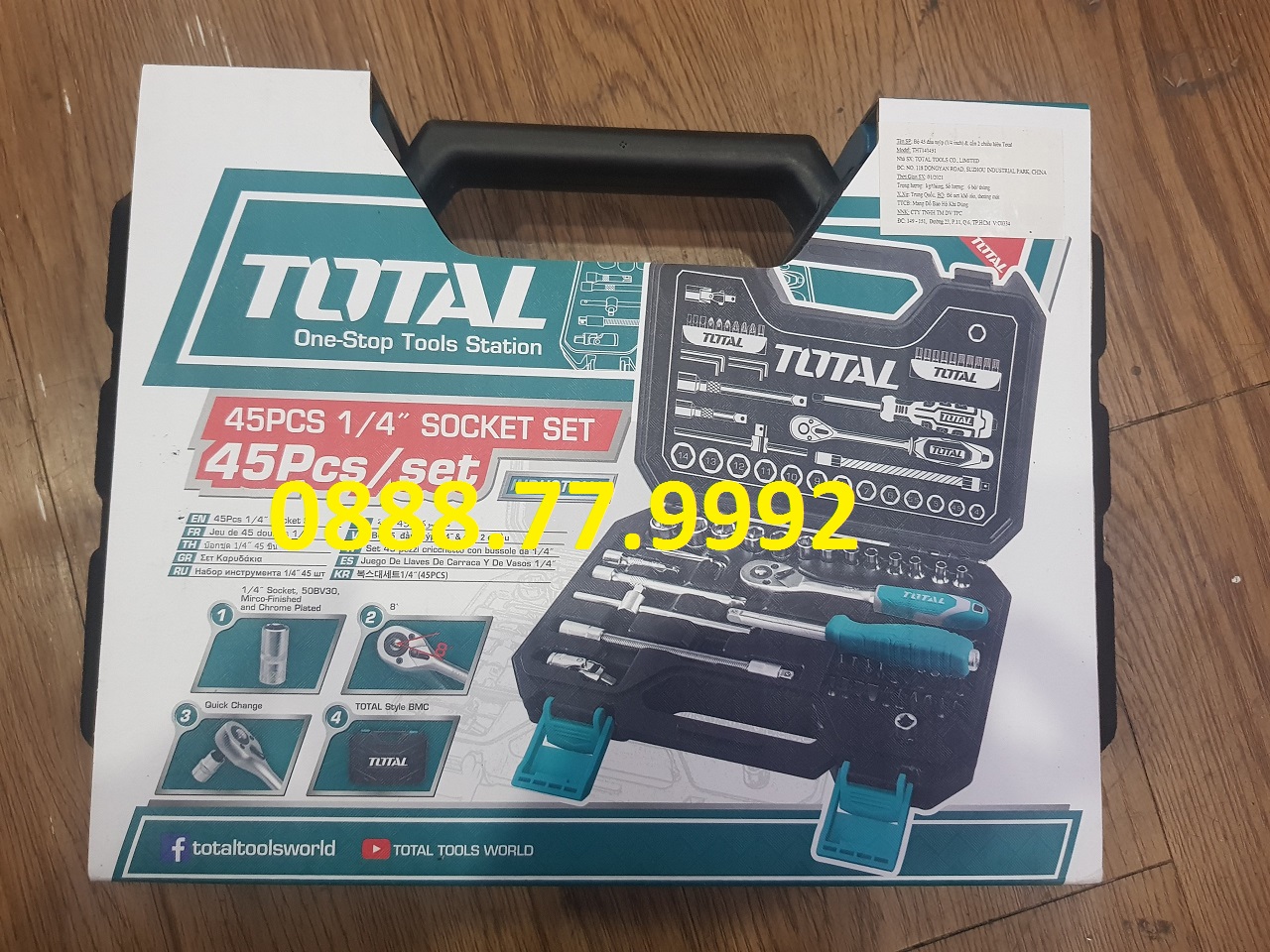Bộ 45 đầu tuýp 1/4" và cần 2 chiều Total THT141451