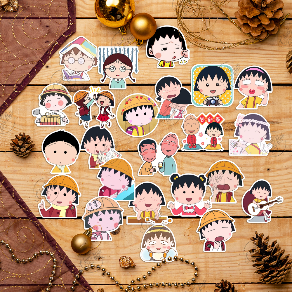 Combo 10/50/100 sticker nhóc MARUKO hình dán decal trang trí chống nước Chibi Maruko-chan dễ thương