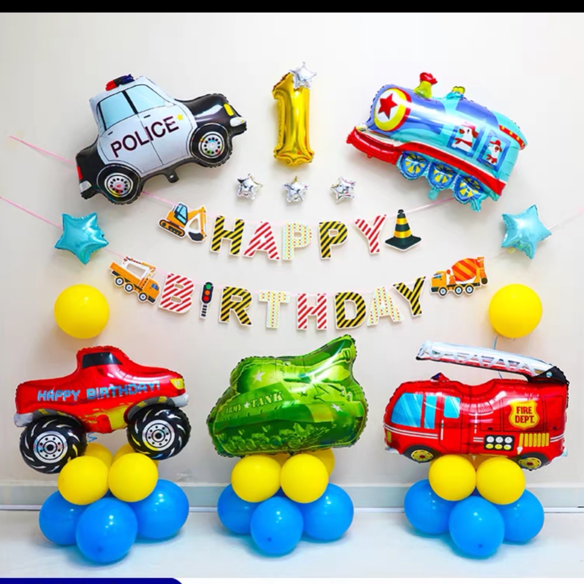 set trang trí sinh nhật chủ đề xe