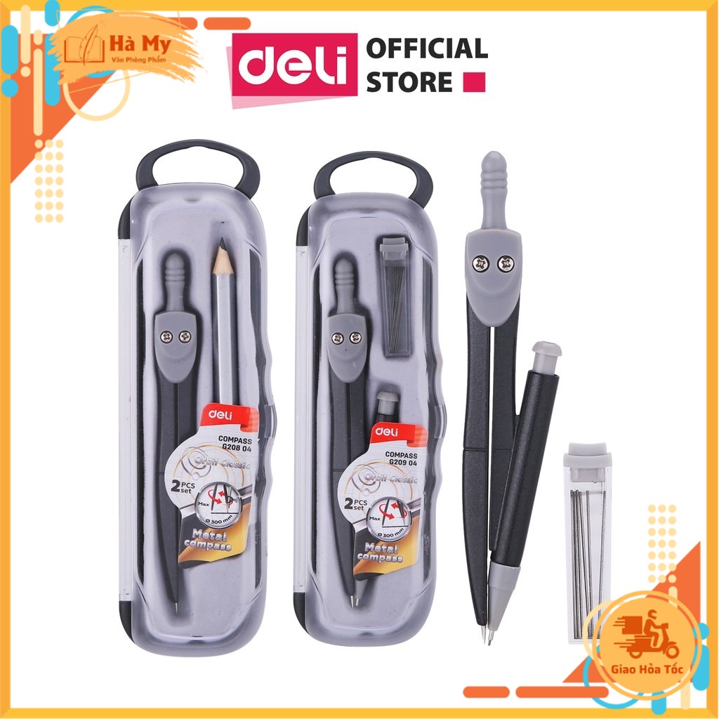 Compa màu xám đen cao cấp Deli EG20804/EG20904