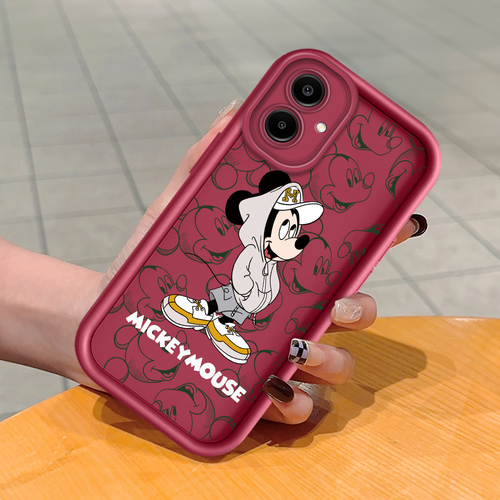TA for Samsung A06 Back Cover Soft Square Ladder White Handsome Mouse Pattern Cases Silicone Camera Protection Phone Case. 